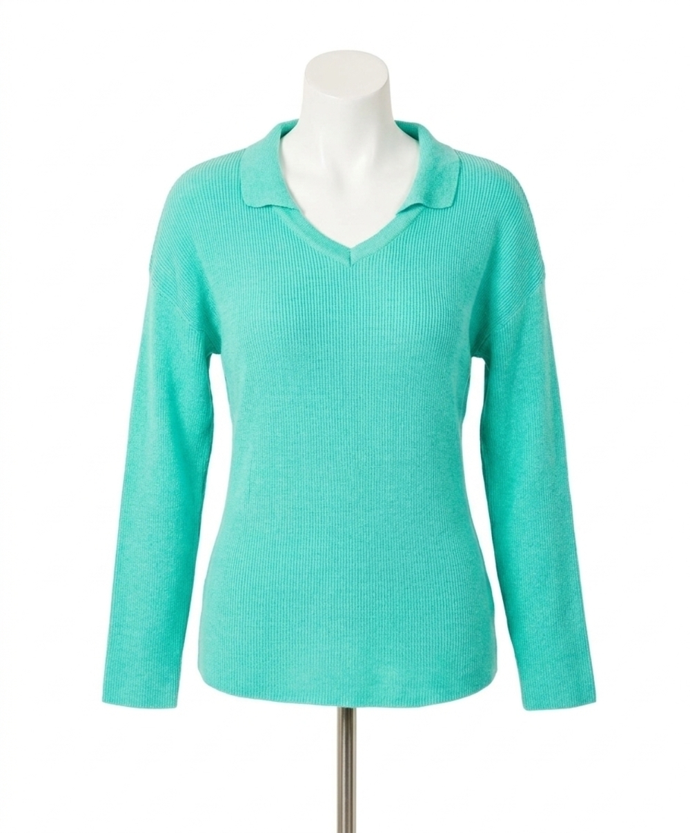 NEW ANGEL APPAREL collared v-neck top in mint